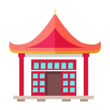 Oriental Type of Building with Triangular Roof Ilustración de archivo
