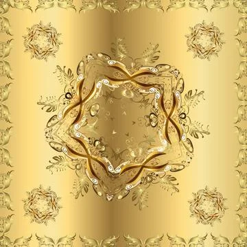 Oriental vector classic brown, beige and yellow and golden pattern. Seamless abs Stockillustratie