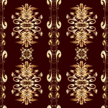 Oriental vector classic yellow, beige and brown and golden pattern. Seamless abs Stock Illustration