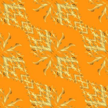 Oriental vector classic yellow, brown and neutral and golden pattern. Abstract b Stock Illustration