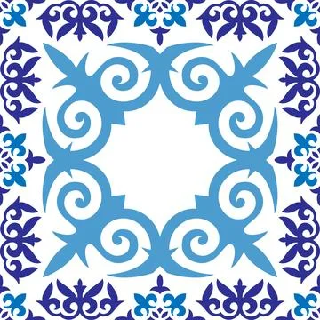 Oriental vector damask pattern. Talavera pottery. Azulejos portugal. Turkish  Stock Illustration