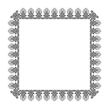 Oriental vector frame with arabesques and floral with elements in Greek style.  Stock Illustration