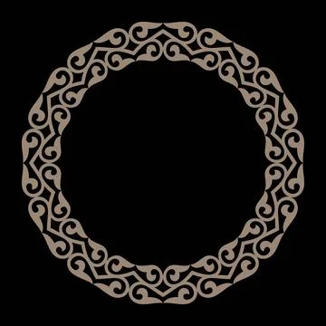 Oriental vector gold round frame with arabesques and floral elements. Abstract f Stock Illustration