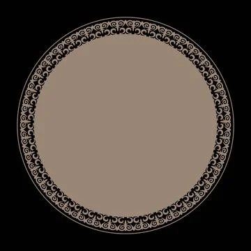 Oriental vector gold round frame with arabesques and floral elements. Stock Illustration