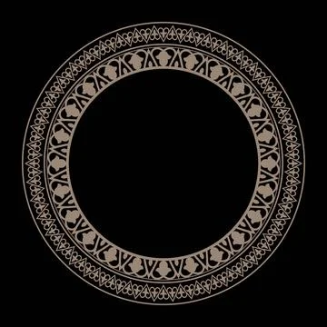 Oriental vector gold round frame with arabesques and floral elements.  스톡 일러스트
