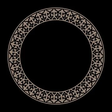 Oriental vector gold round frame with arabesque, floral elements. Circle  Stock Illustration