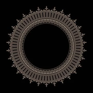 Oriental vector gold round pattern frame plate with arabesques Stock Illustration