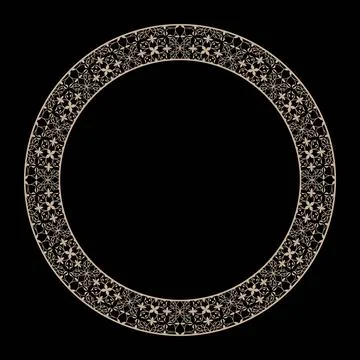 Oriental vector gold round pattern with arabesques and floral elements.  Illustrazione stock