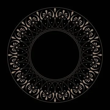 Oriental vector gold round pattern with arabesques and floral elements.  Stock Illustration