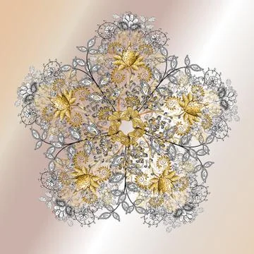 Oriental vector pattern with arabesques and floral elements. Vintage pattern wit Stock Illustration