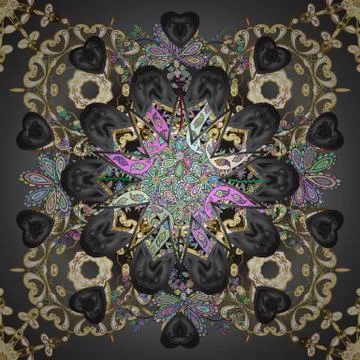 Oriental vector pattern with arabesques and floral elements. Vintage pattern wit Stock Illustration