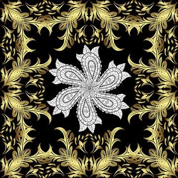 Oriental vector pattern with arabesques and floral elements. Vintage pattern wit 스톡 일러스트