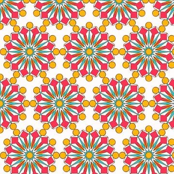 Oriental vector pattern with round arabesques elements Stock Illustration