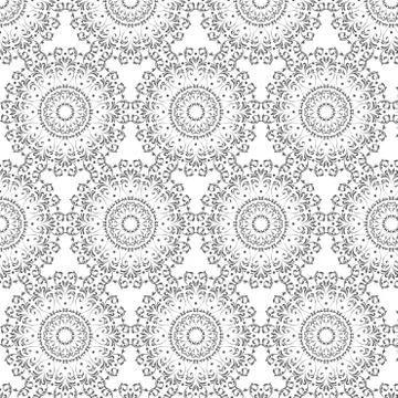 Oriental vector pattern with round arabesques elements Stock Illustration