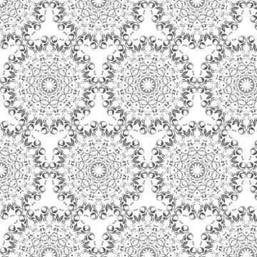Oriental vector pattern with round arabesques elements 스톡 일러스트