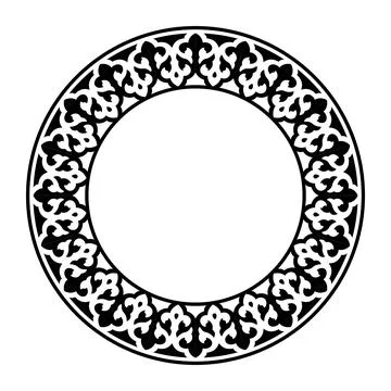 Oriental vector round frame with arabesque, floral elements. Circle european  Stock Illustration