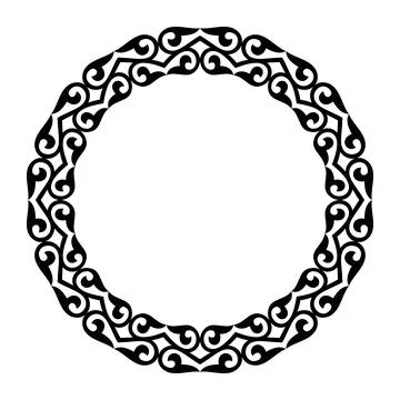Oriental vector round frame with arabesques and floral elements.  Stock Illustration