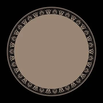Oriental vector round frame with arabesques, floral motifs. Abstract decorative  Stock Illustration