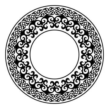 Oriental vector round frame with arabesques and floral elements. Traditional 스톡 일러스트