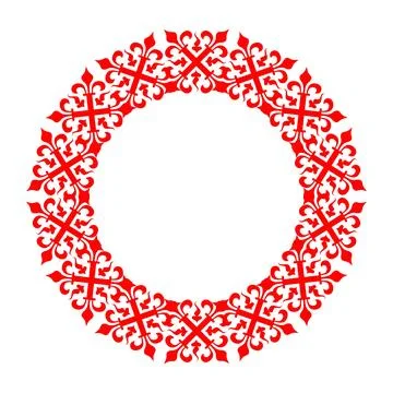 Oriental vector round frame with arabesques and floral elements. Traditional  Illustrazione stock