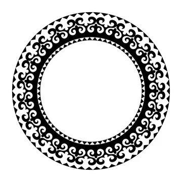 Oriental vector round frame with arabesques and floral elements. Black and white Illustrazione stock