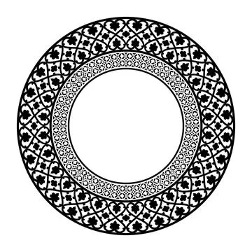 Oriental vector round frame. Black and white ornament in ethnic style. Islam Stock Illustration