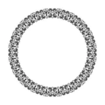Oriental vector round frame with damask, arabesque and floral motifs. Circular  Illustrazione stock