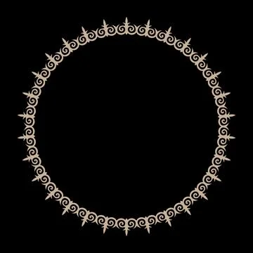 Oriental vector round gold frame with arabesques and floral elements. Ethnic 스톡 일러스트