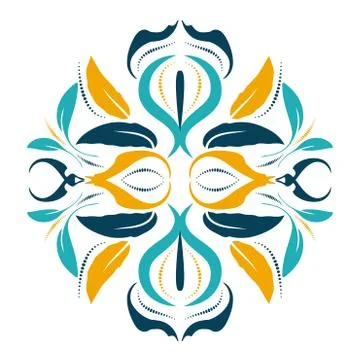 Oriental vector round ornament with arabesques elements Illustrazione stock