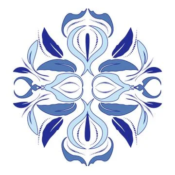 Oriental vector round ornament with arabesques elements Stock Illustration