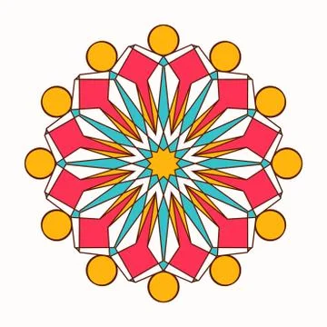 Oriental vector round ornament with arabesques elements Stock Illustration