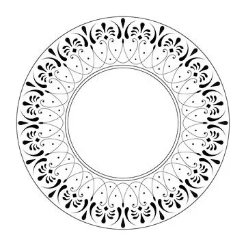 Oriental vector round pattern with arabesques and floral elements. Traditional  Illustrazione stock