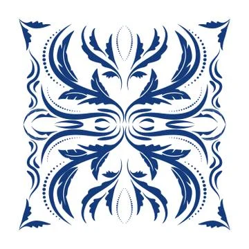 Oriental vector square ornament with arabesques elements Stock Illustration