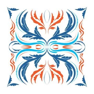 Oriental vector square ornament with arabesques elements Illustrazione stock