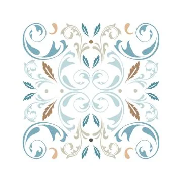 Oriental vector square ornament with arabesques elements Stock Illustration