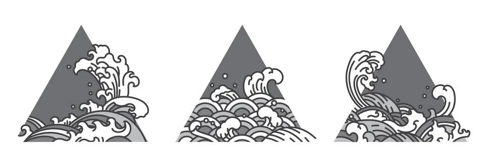 An oriental water wave on triangle background design Stock Illustration