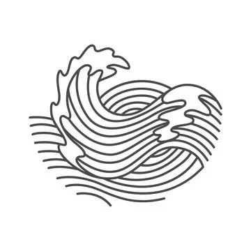 Oriental waves icon japan. Stylized ocean wave curl, japan style tsunami, sea Stock Illustration