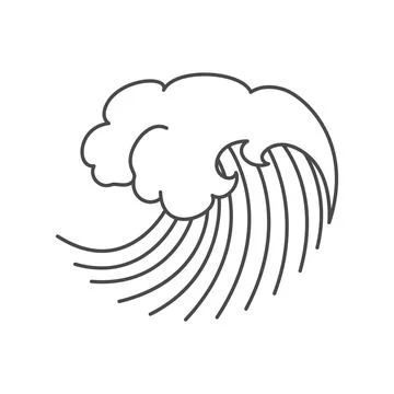 Oriental waves icon japan. Stylized ocean wave curl, japan style tsunami, sea Stock Illustration