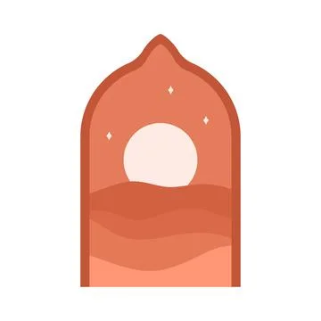 Oriental window with sunset view Illustration