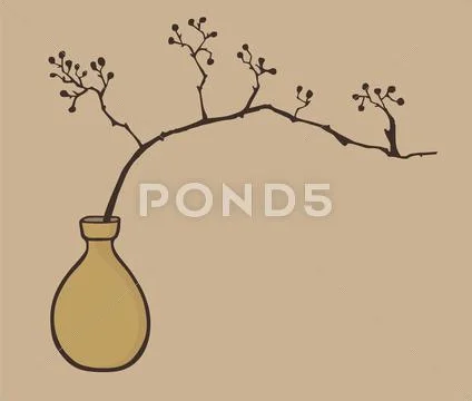 Oriental zen vase Stock Illustration