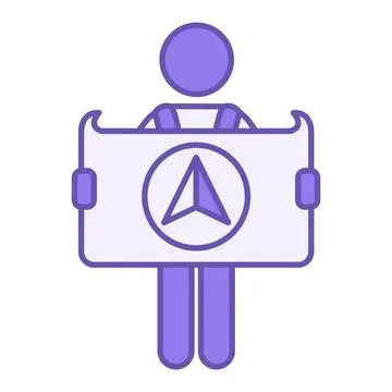 Orientation Color Icon. Vector Icon. Man Looking at Map with Geolocation. A.. Stock Illustration