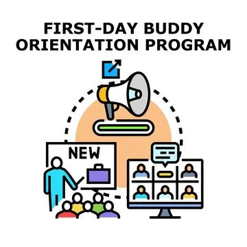 Orientation program for new team members via online meeting Stock Illustration