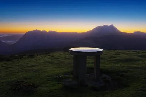 Orientation table in Saibi mountain top Stock Photos