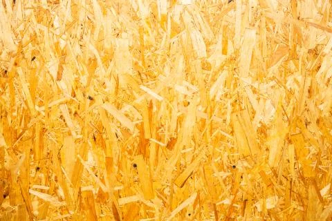 Oriented Strand Board. Chipboard building material. OSB wooden panel made of Foto stock
