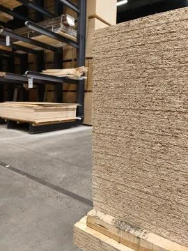 Oriented Strand Board or OSB, construction panel for wall sheathing roofing.. 스톡 사진