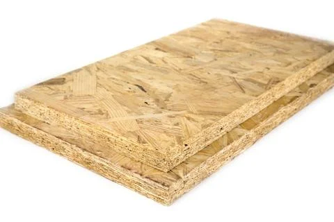 Oriented strand board on a white background.OSB construction material Stock Photos