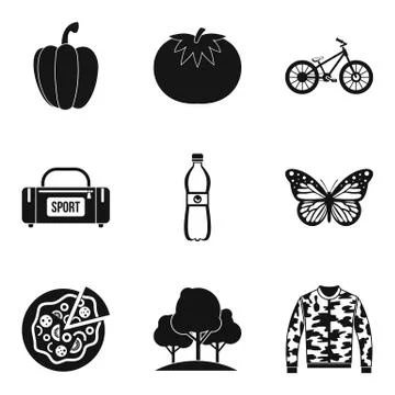 Orienteering icons set, simple style Stock Illustration