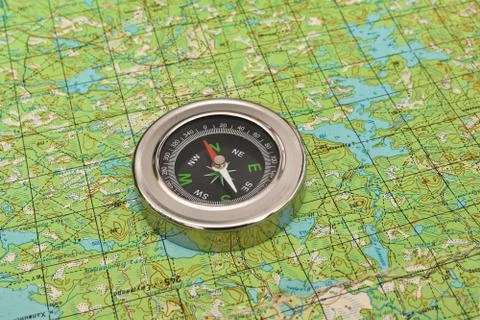 Orienteering using a map and compass. Stock Photos