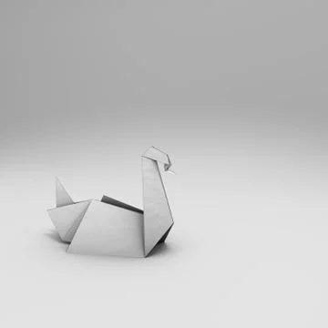 Origami 3D render with  stroke and soft background Stock Illustration