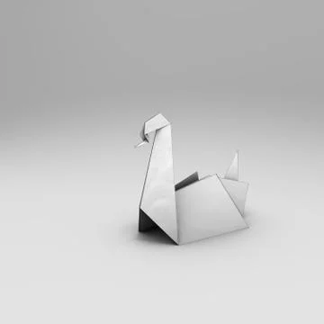 Origami 3D render with  stroke and soft background Stock Illustration